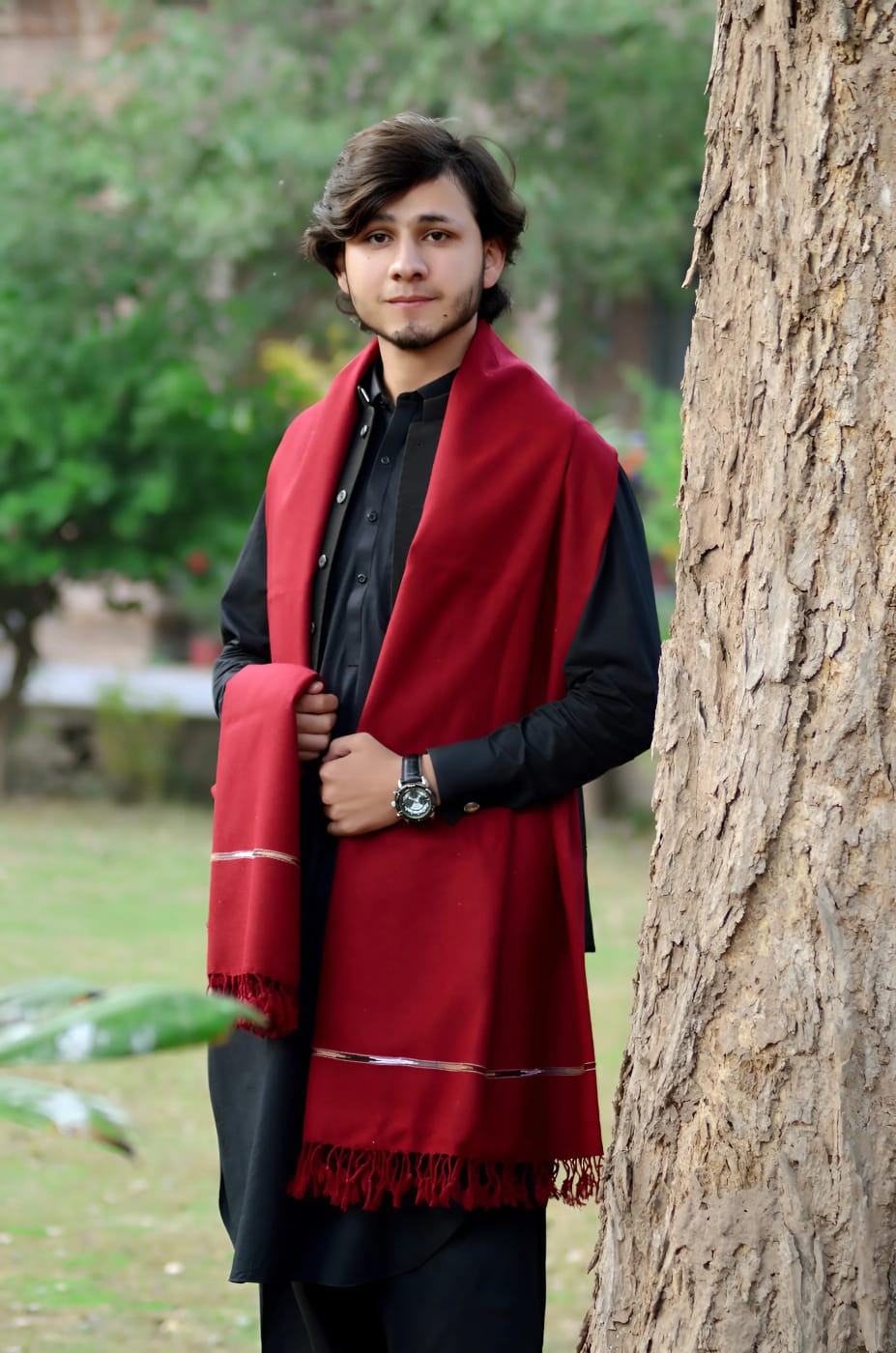 Men Wool Maroon color Shawl by Designer Shawl.